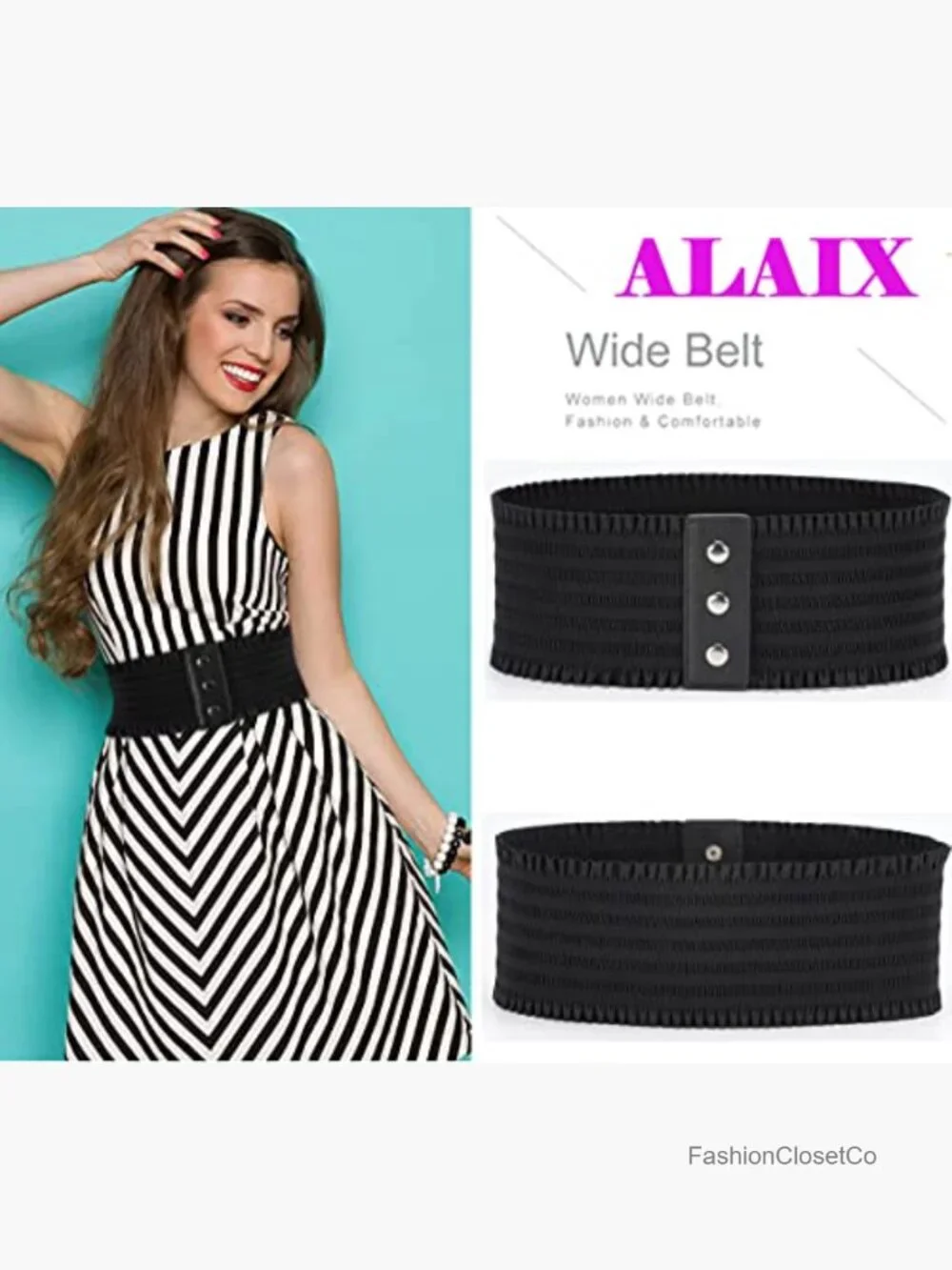 Wide Stretchy Elastic Snap-Button Corset Belt for Women Waist